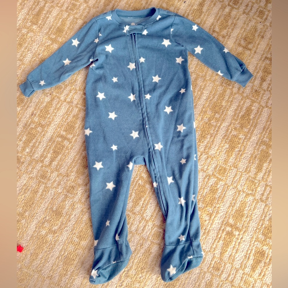 Primary Fleece Zip Footie with Stars 12-18 months